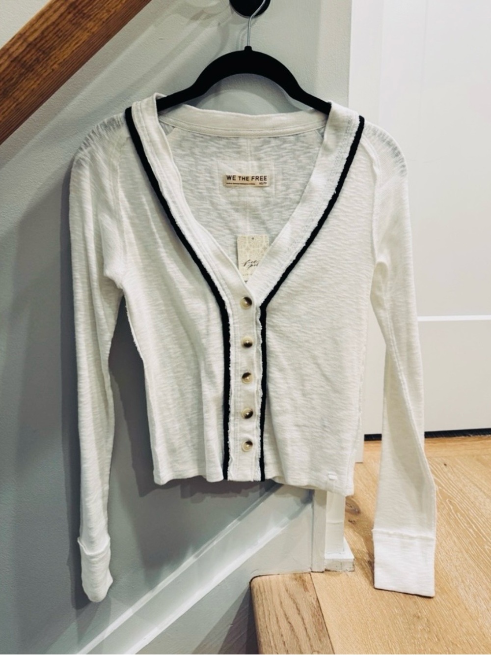NWT Free People We The Free Black & White TIPTON CARDI, XS - Picture 7 of 12